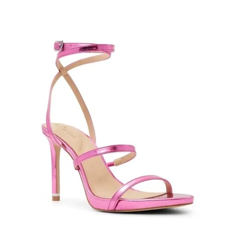 New Ted Baker‎ London Sophia Ankle Strap Sandal in Metallic Pink Size 8.5